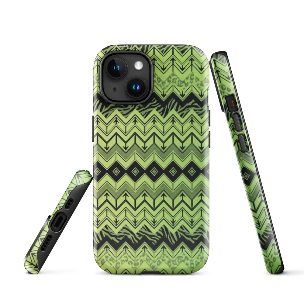 Lime Green Chevron Zebra & Leopard Print Tough Case for iPhone®