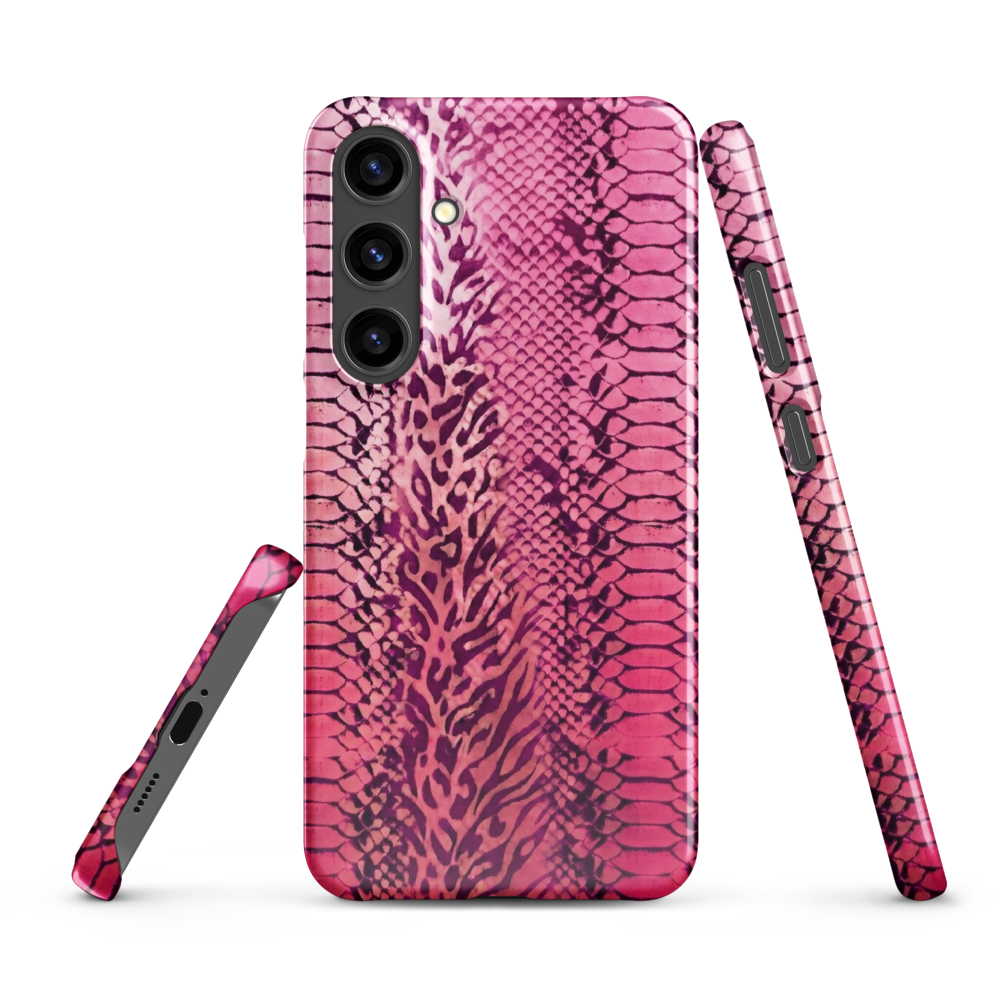 Neon Pink Snake Skin & Leopard Print Snap Case for Samsung