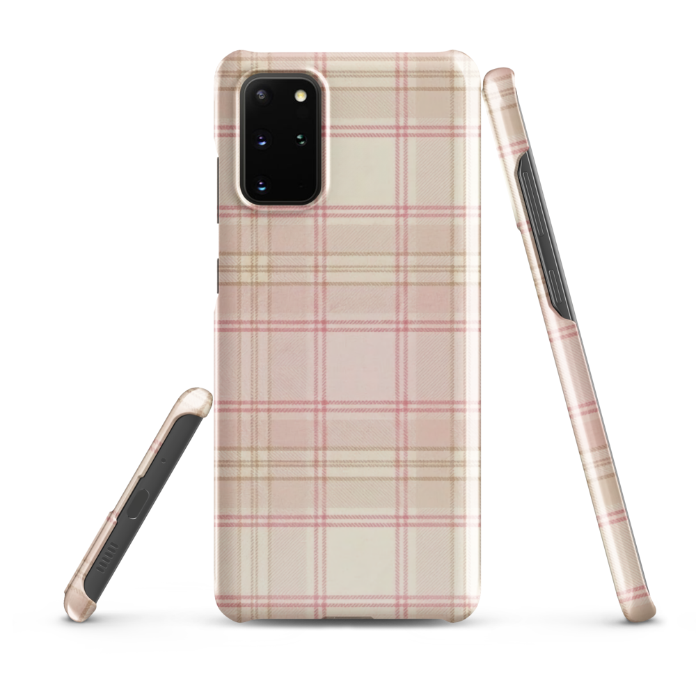 Pink & Cream Plaid Coquette Print Snap Case for Samsung