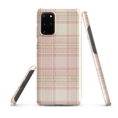 Pink & Cream Plaid Coquette Print Snap Case for Samsung