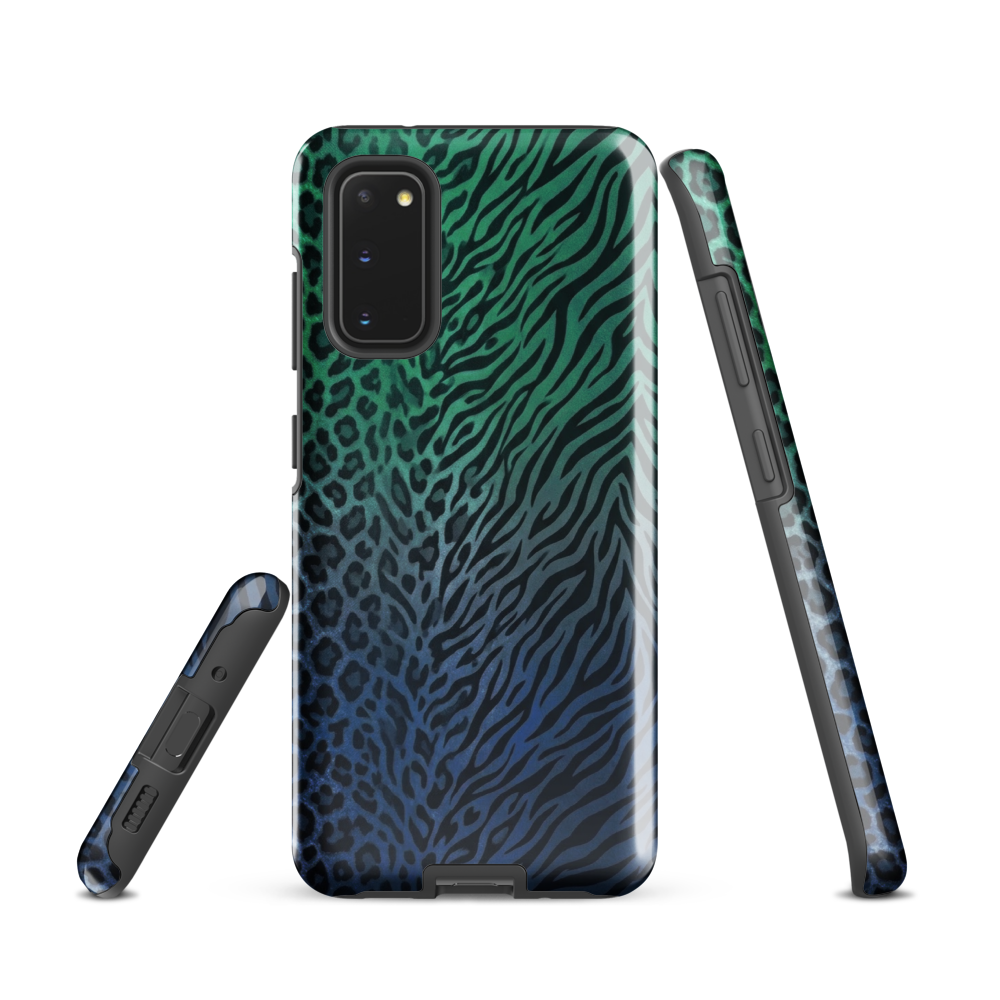 Blue to Teal Zebra & Leopard Print Tough Case for Samsung