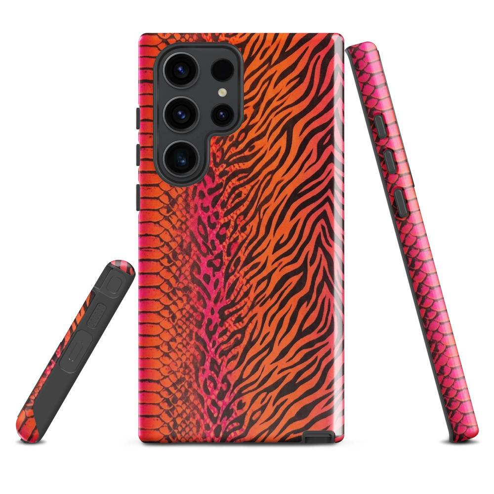 Sunset Orange & Pink Snake Skin Leopard & Zebra Print Tough Case for Samsung