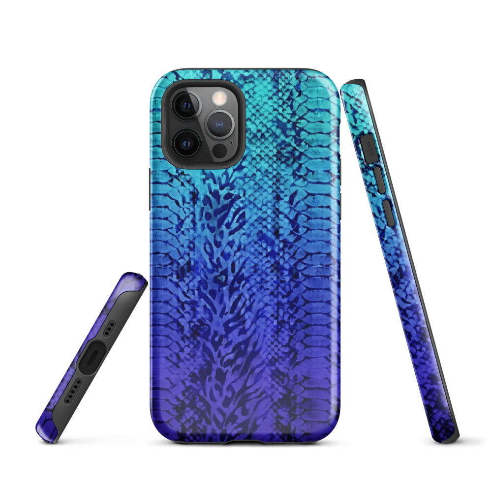 Vibrant Blue Snake & Leopard Print Tough Case for iPhone®
