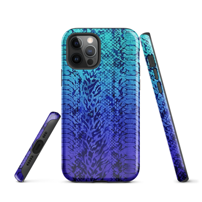 Vibrant Blue Snake & Leopard Print Tough Case for iPhone®