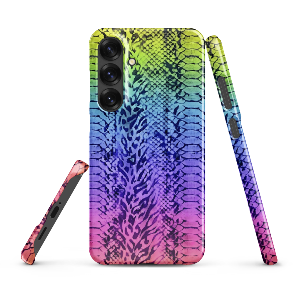 Vibrant Rainbow Snake Skin & Leopard Print Snap Case for Samsung