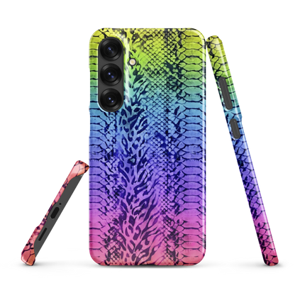 Vibrant Rainbow Snake Skin & Leopard Print Snap Case for Samsung