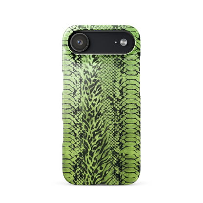 Green Snake Leopard & Zebra Print Snap Case for iPhone