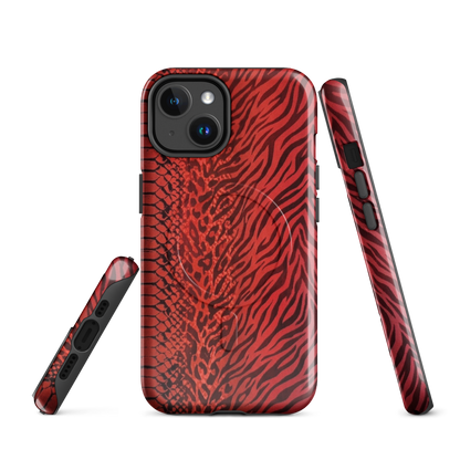 Red Zebra Snake & Leopard Print MagSafe Tough Case for iPhone®