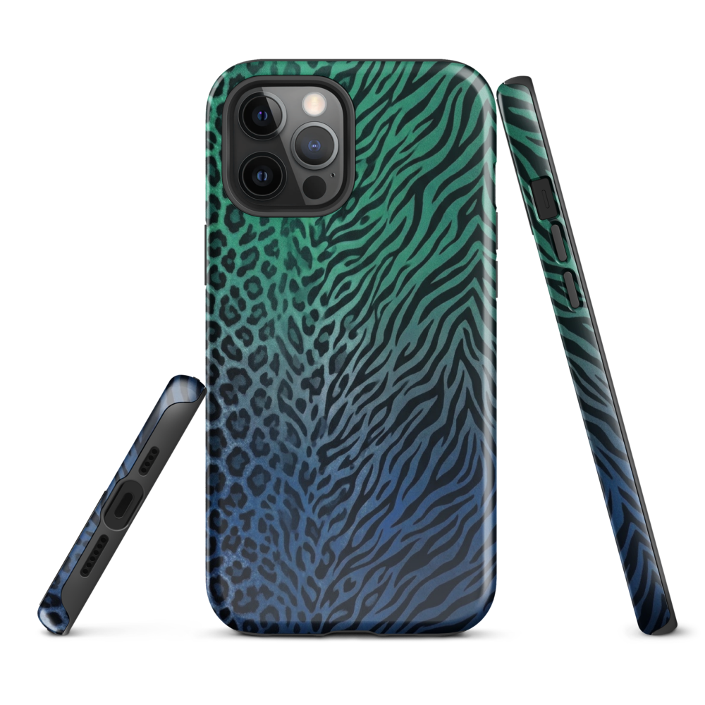 Blue to Teal Zebra & Leopard Print  Tough Case for iPhone®