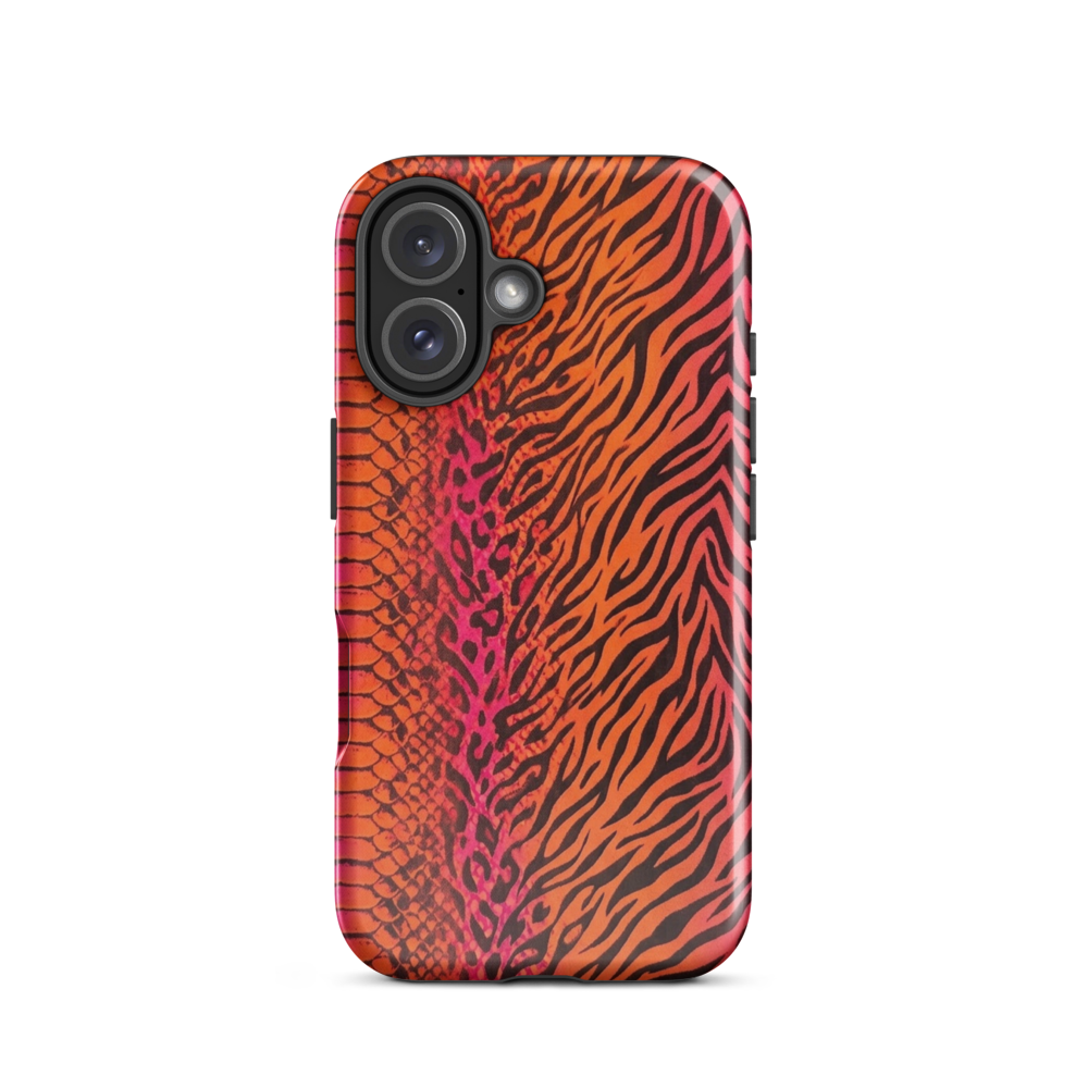 Sunset Orange & Pink Snake Skin Zebra & Leopard Print Tough Case for iPhone®