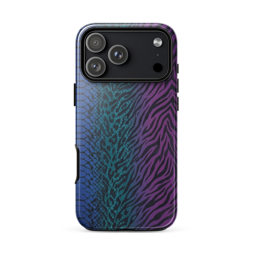 Blue to Purple Dark Snake Zebra & Leopard Print Tough Case for iPhone®