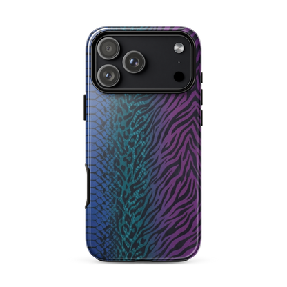 Blue to Purple Dark Snake Zebra & Leopard Print Tough Case for iPhone®