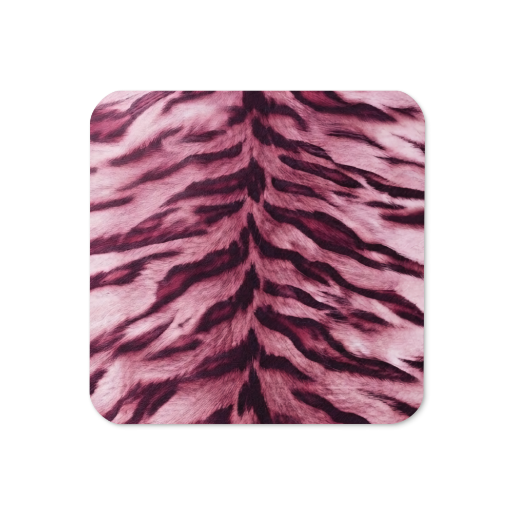 Pink Tiger Print Cork-Back Coaster