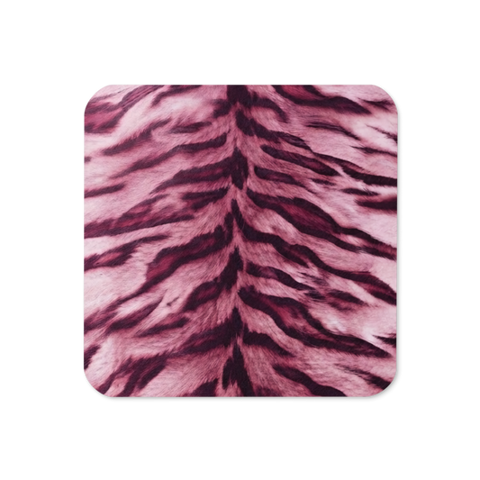 Pink Tiger Print Cork-Back Coaster