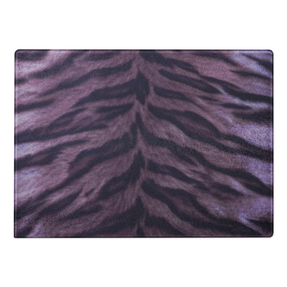 Purple Tiger Print Glass Cutting Board