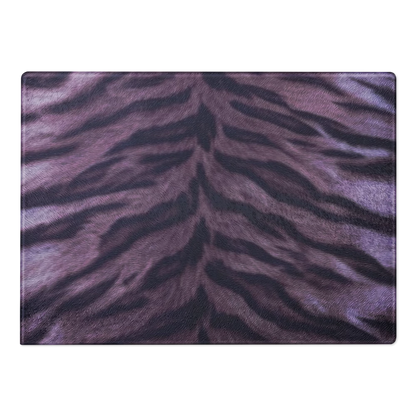 Purple Tiger Print Glass Cutting Board
