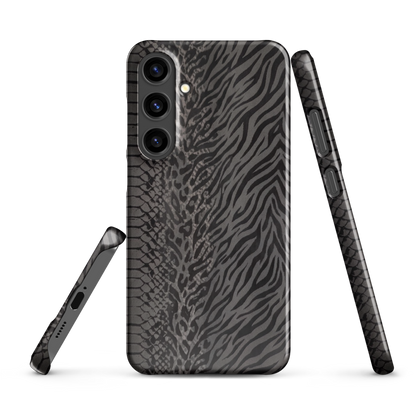 Dark Gray Snake Skin & Leopard Print Snap Case for Samsung