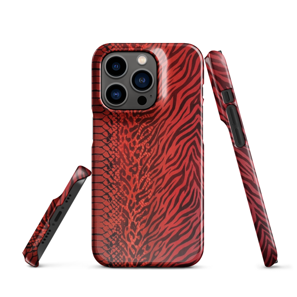 Red Zebra Snake & Leopard Print Snap Case for iPhone