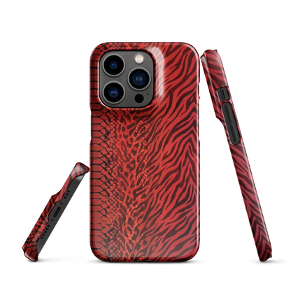 Red Zebra Snake & Leopard Print Snap Case for iPhone