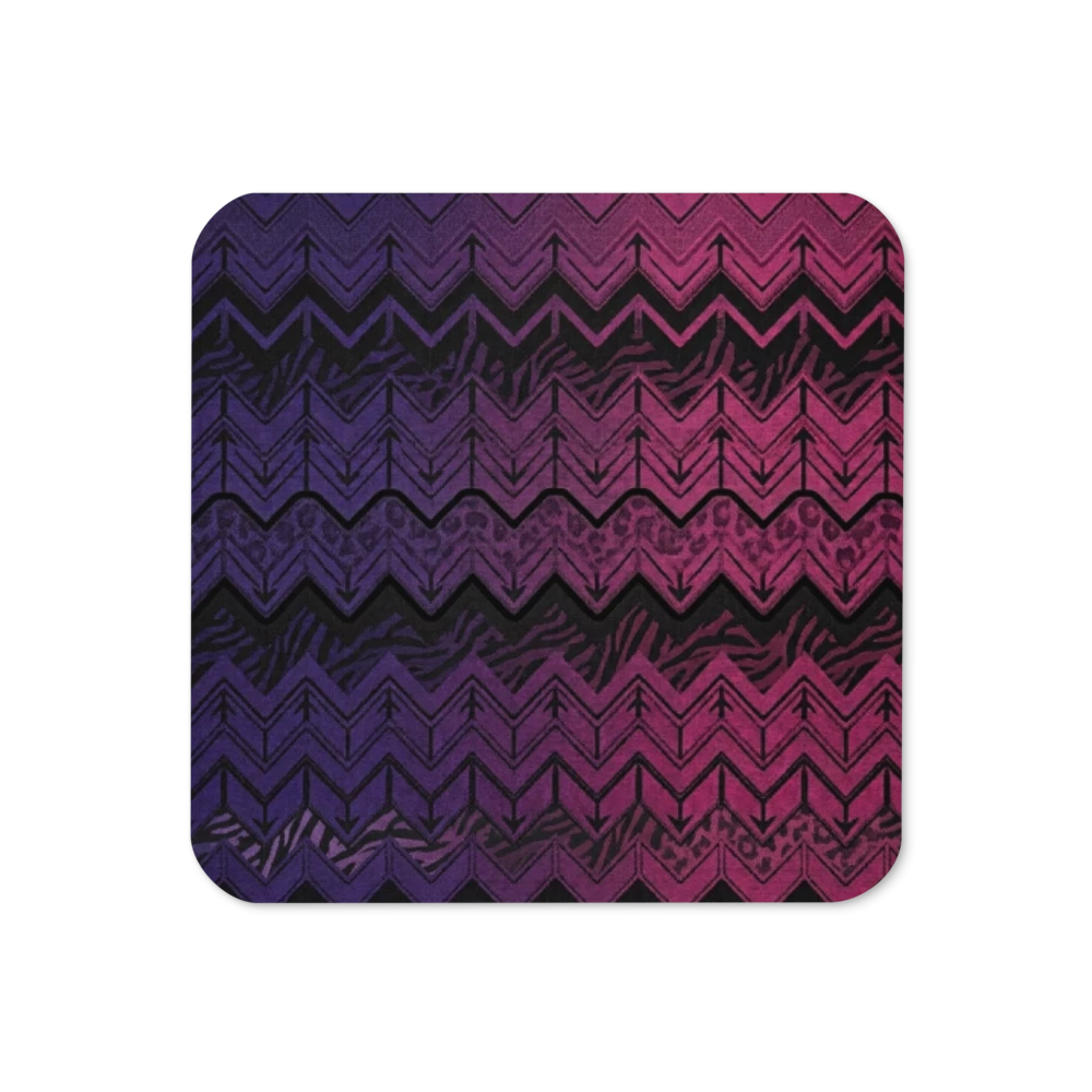 Pink, Purple & Black Chevron Pattern Cork-Back Coaster