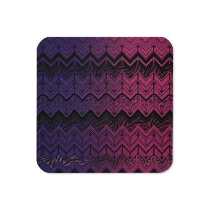 Pink, Purple & Black Chevron Pattern Cork-Back Coaster