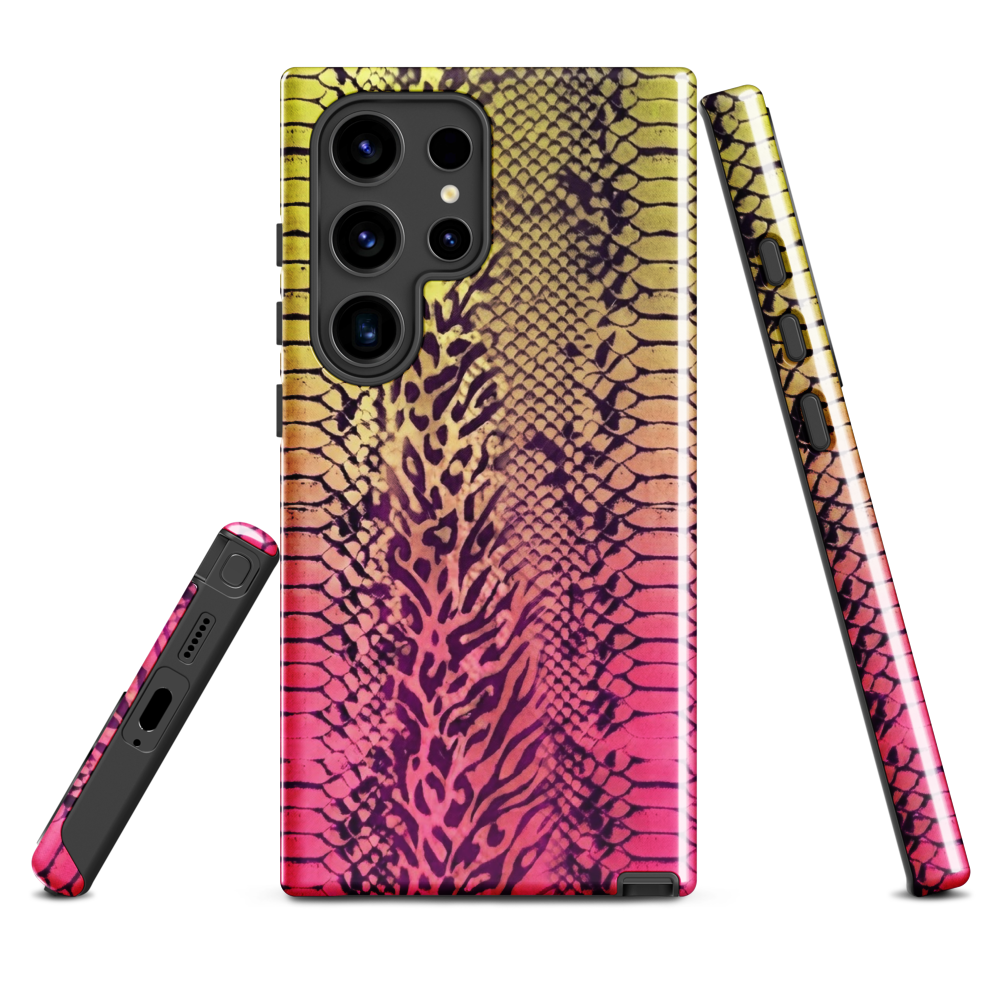 Yellow & Pink Snake Skin & Leopard Print Tough Case for Samsung