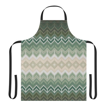 Green Classic Chevron Pattern Strap Apron