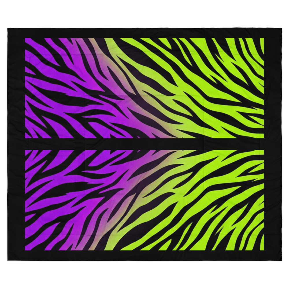 Zebra Print Neon Green and Purple Y2k inspired Comforter