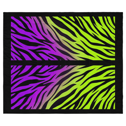 Zebra Print Neon Green and Purple Y2k inspired Comforter