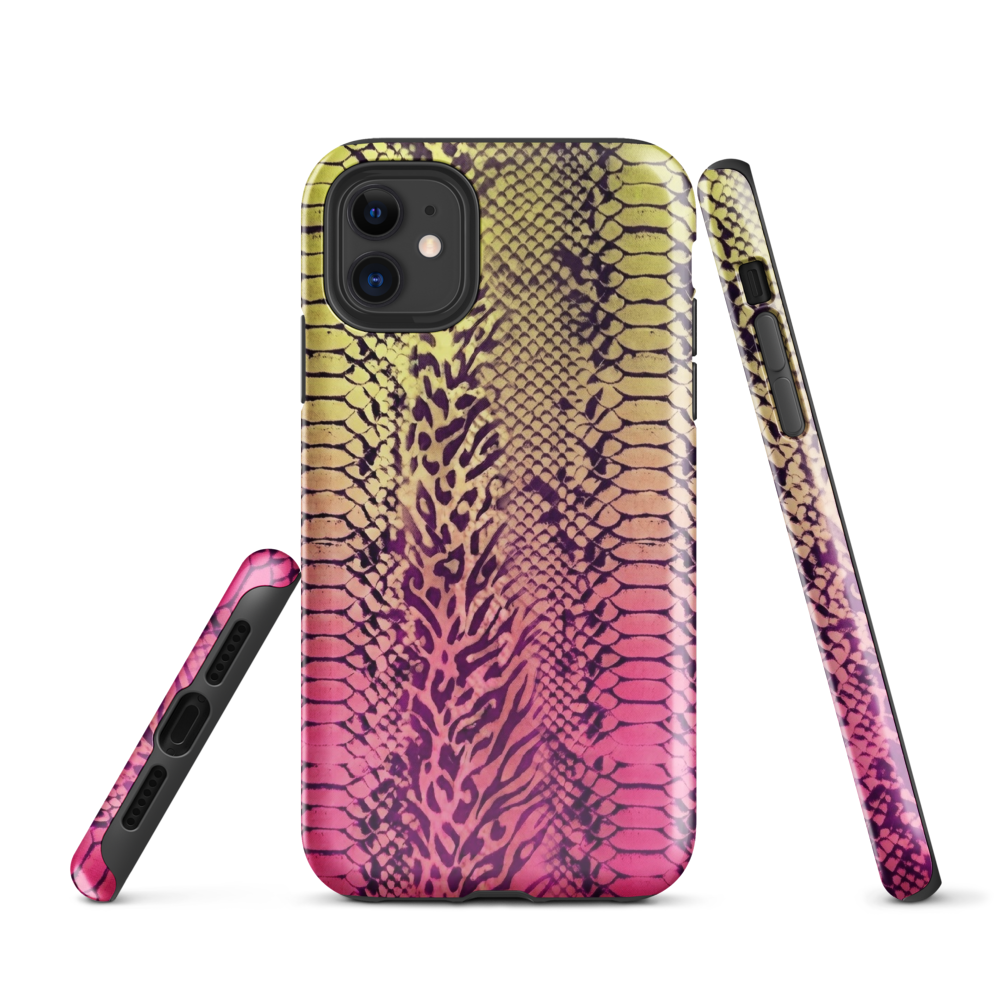 Yellow & Pink Snake Skin & Leopard Print Tough Case for iPhone®
