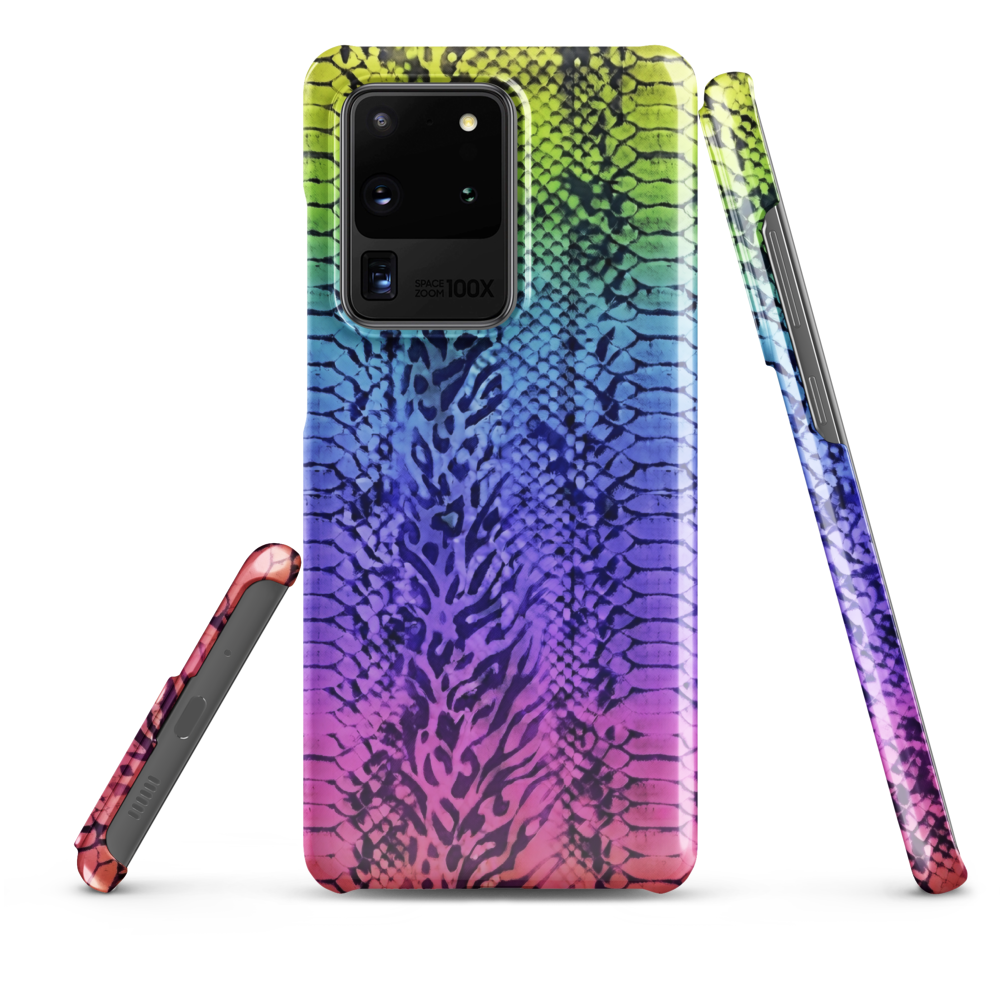 Vibrant Rainbow Snake Skin & Leopard Print Snap Case for Samsung