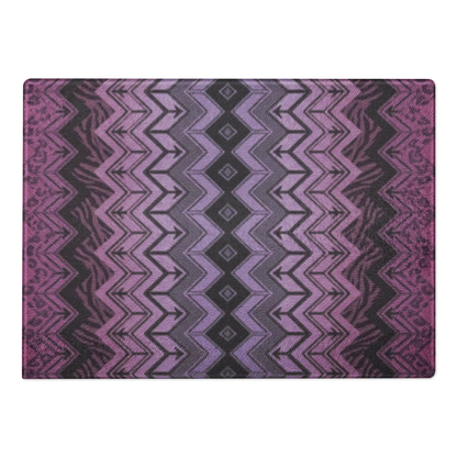 Purple Zebra & Leopard Print Special Edition Chevron Pattern Glass Cutting Board