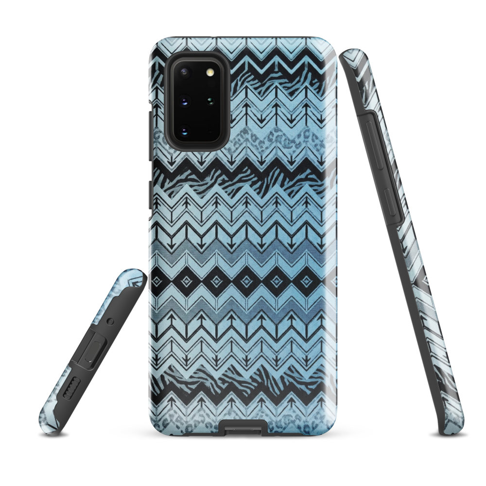 Blue Chevron Pattern Leopard & Zebra Print Tough Case for Samsung