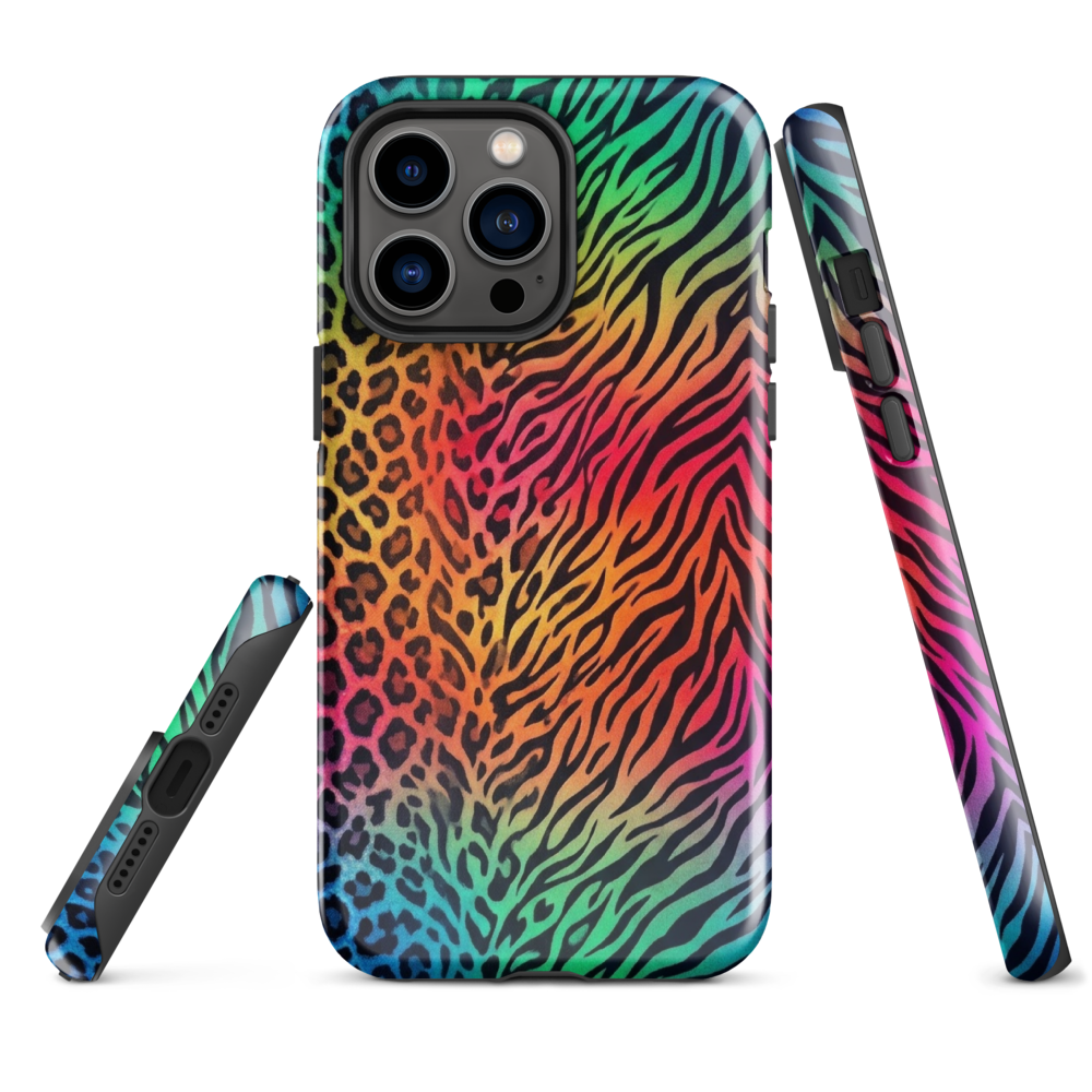 Vibrant Rainbow Zebra & Leopard Print Tough Case for iPhone®