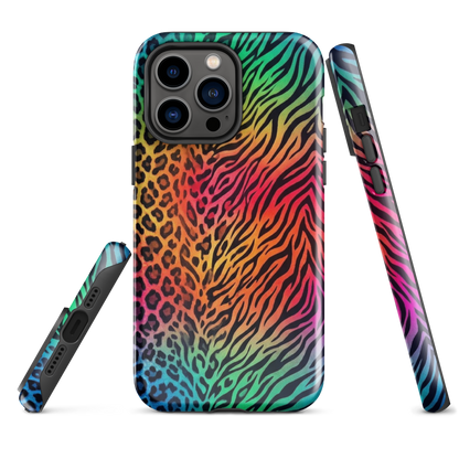 Vibrant Rainbow Zebra & Leopard Print Tough Case for iPhone®