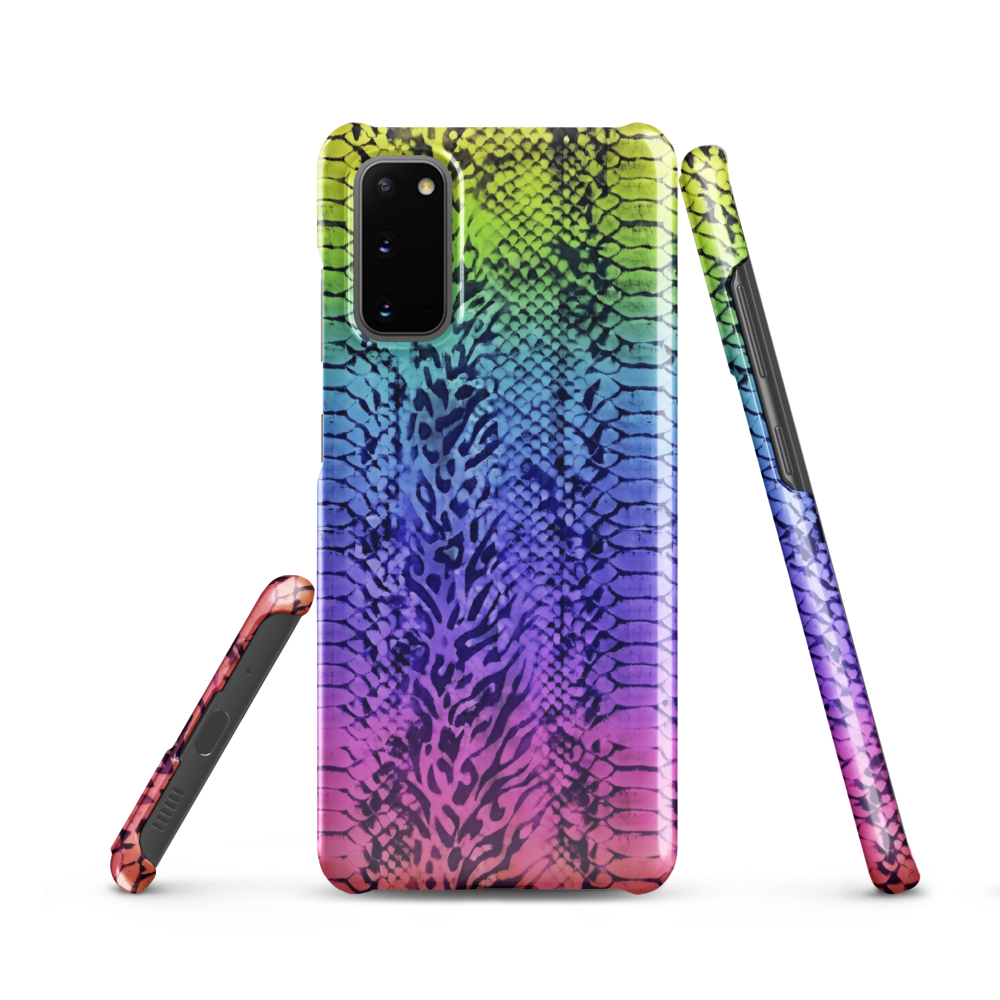 Vibrant Rainbow Snake Skin & Leopard Print Snap Case for Samsung