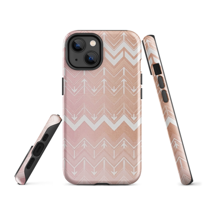 Rose & Brown Chevron Pattern Tough Case for iPhone®
