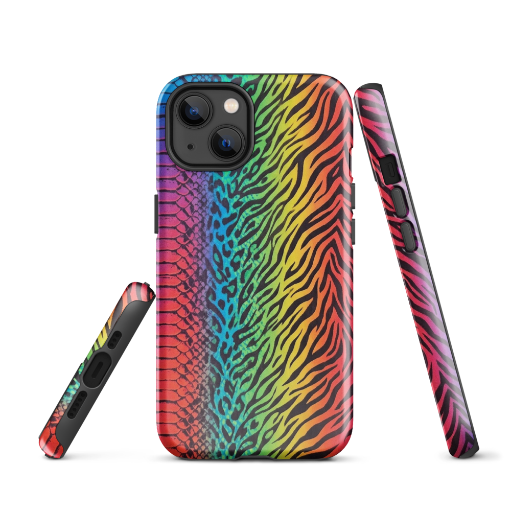 Vibrant Rainbow Snake Skin Leopard & Zebra Print Case for iPhone®