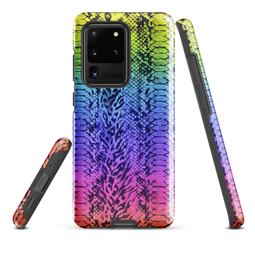 Vibrant Rainbow Snake Skin & Leopard Print Tough Case for Samsung