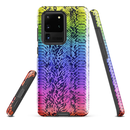 Vibrant Rainbow Snake Skin & Leopard Print Tough Case for Samsung