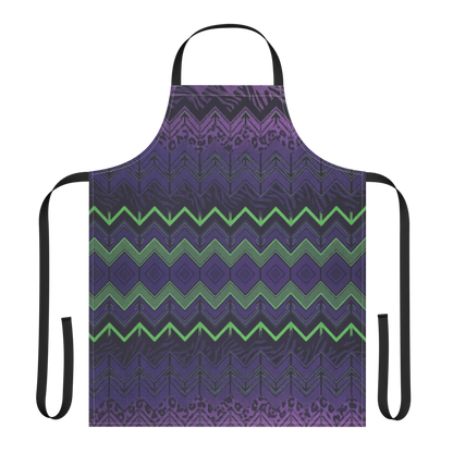 Halloween Purple & Green Chevron Zebra & Leopard Print Strap Apron