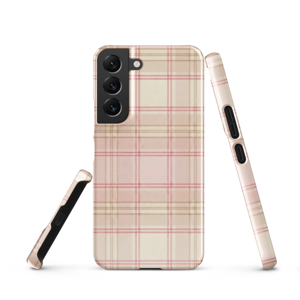 Pink & Cream Plaid Coquette Print Snap Case for Samsung