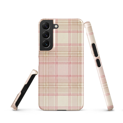 Pink & Cream Plaid Coquette Print Snap Case for Samsung