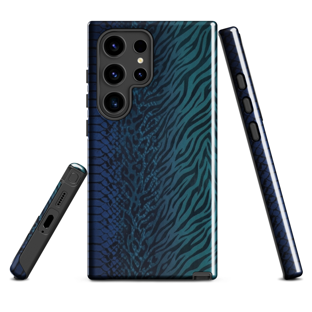 Blue & Teal Snake Skin Zebra & Leopard Print Tough Case for Samsung