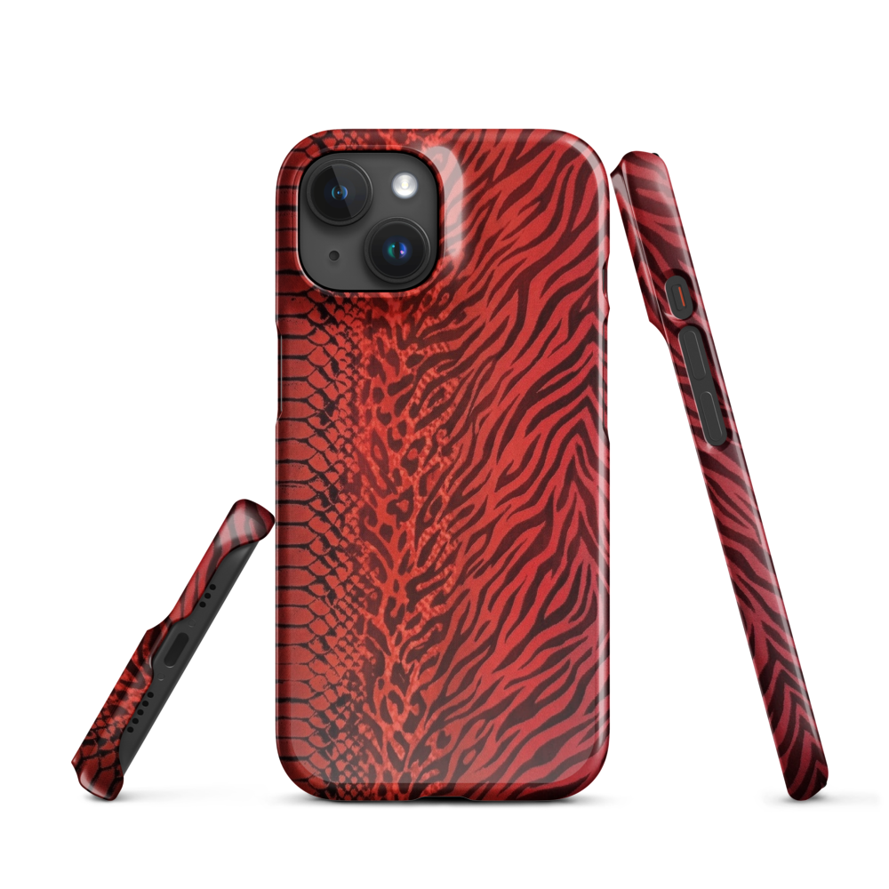 Red Zebra Snake & Leopard Print Snap Case for iPhone