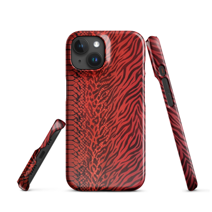 Red Zebra Snake & Leopard Print Snap Case for iPhone