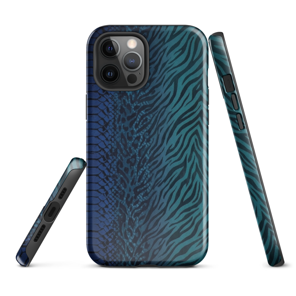 Blue & Teal Snake Skin Zebra & Leopard Print Tough Case for iPhone®