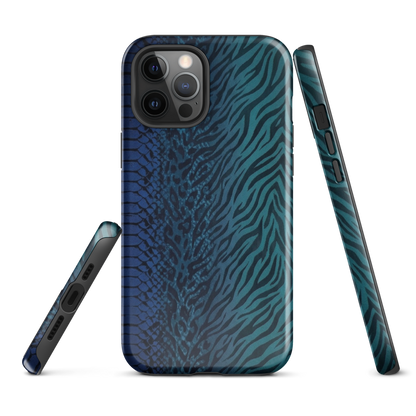 Blue & Teal Snake Skin Zebra & Leopard Print Tough Case for iPhone®