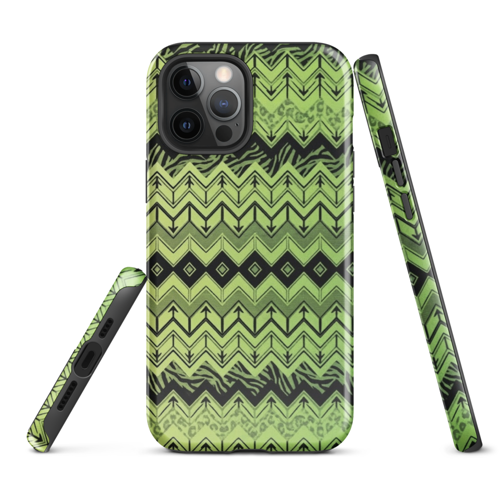 Lime Green Chevron Zebra & Leopard Print Tough Case for iPhone®