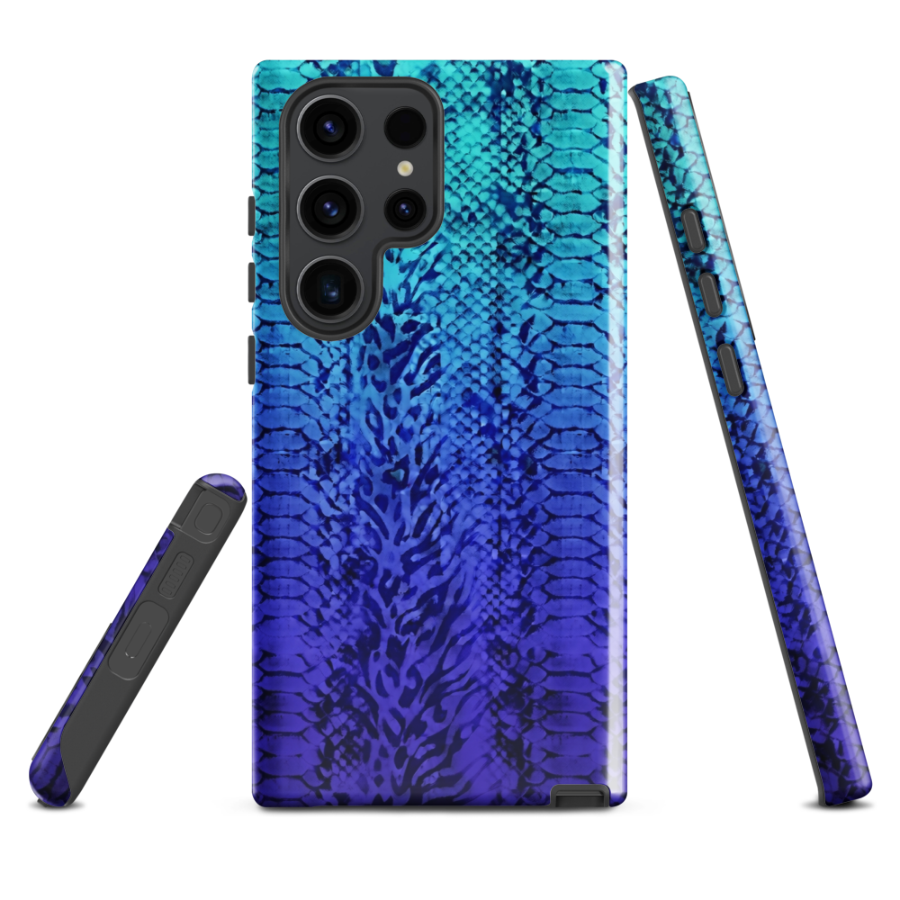 Vibrant Blue Snake & Leopard Print Tough Case for Samsung
